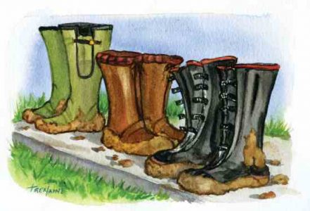Dad’s Work Boots Make for an Afternoon of Muddy Fun Image